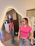 T-shirt basic crop fucsia