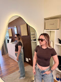 T-shirt basic crop marrone