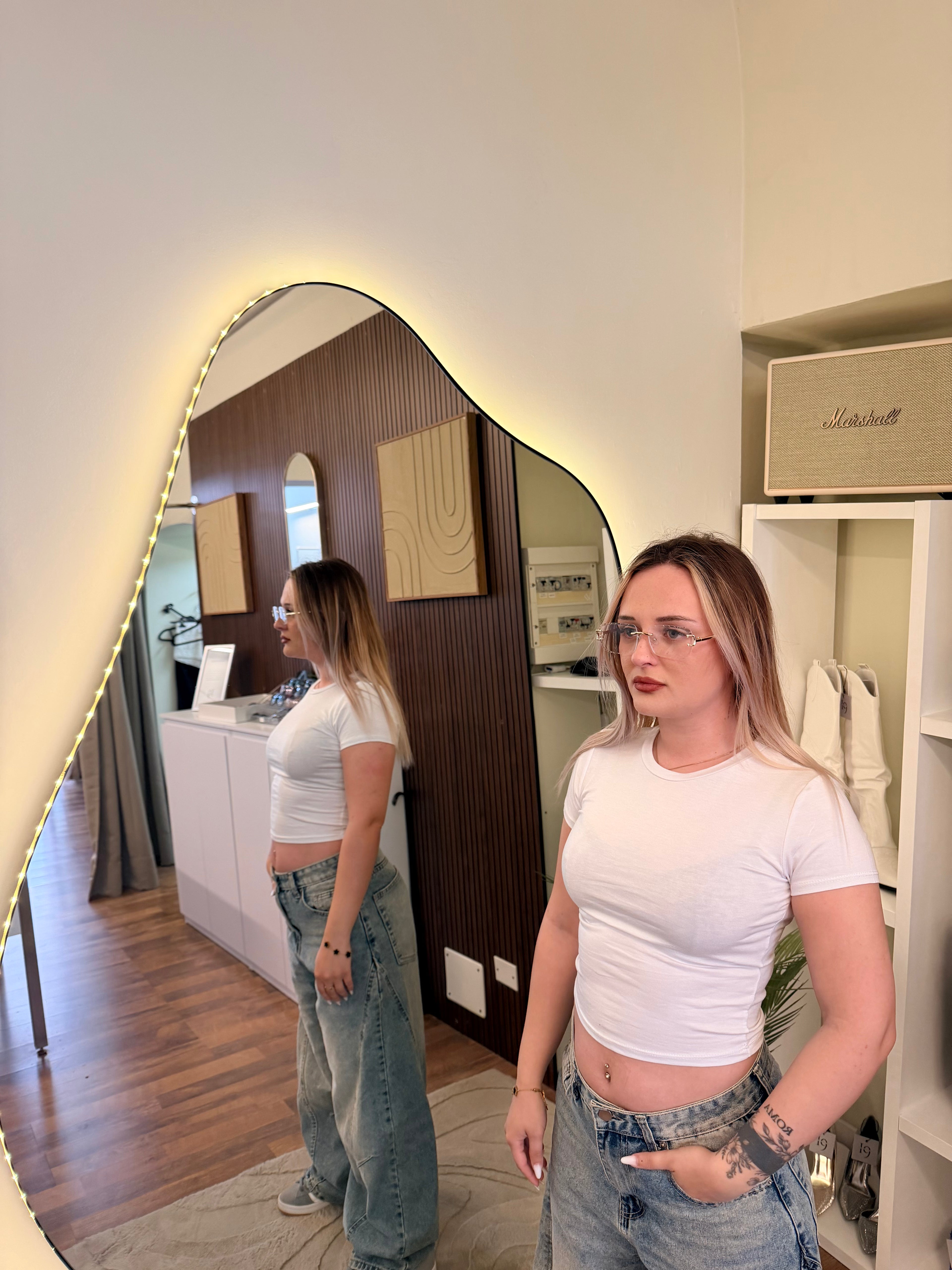 T-shirt basic crop bianca